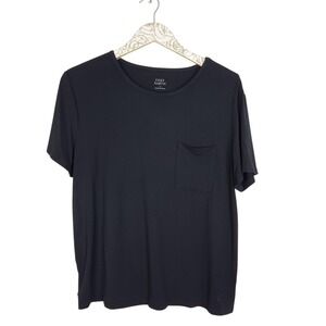 COZY EARTH Shirt Womens Small Black Pocket Crewneck Bamboo Soft Stretch Tee